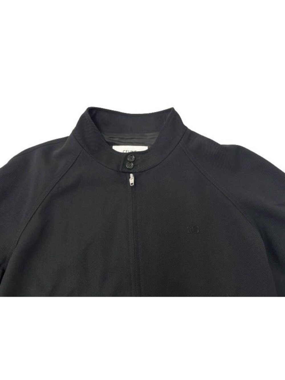 Celine Triomphe Jacket Gabardine Logo Embroidery Wool 54 Black - Picture 3 of 7